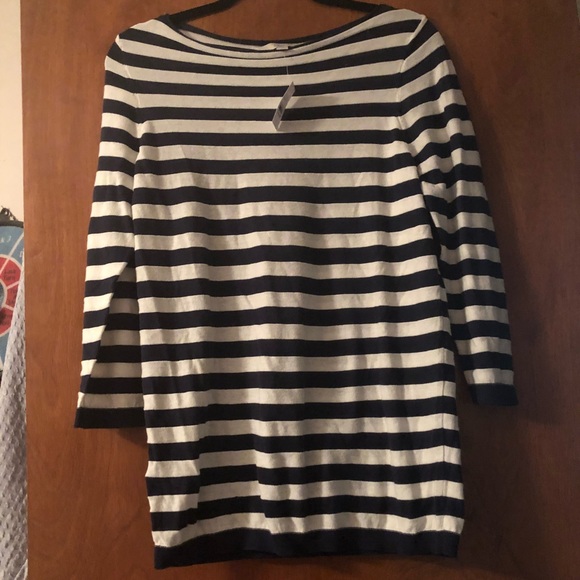 LOFT navy and white striped sweater - Picture 1 of 3